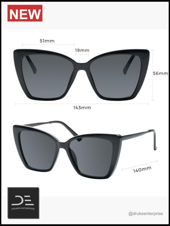 Oversized Cat Eye Sunglasses UV400 Protection Non-Polarized Plastic